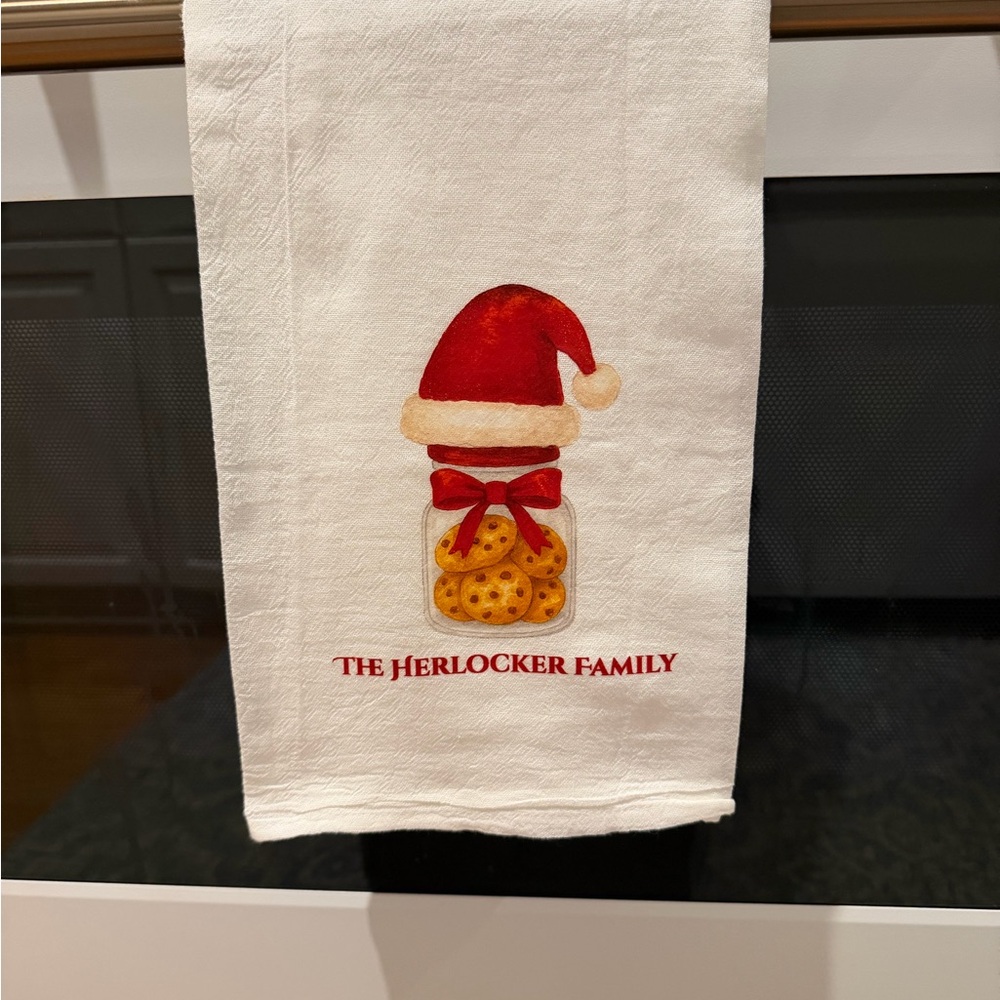 Festive Santa Cookie Jar Kitchen Towel